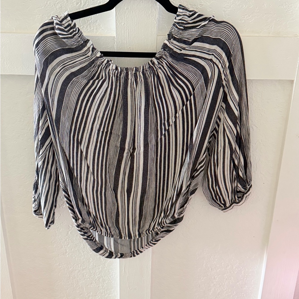 Forever 21 Black and White Striped Peasant Blouse